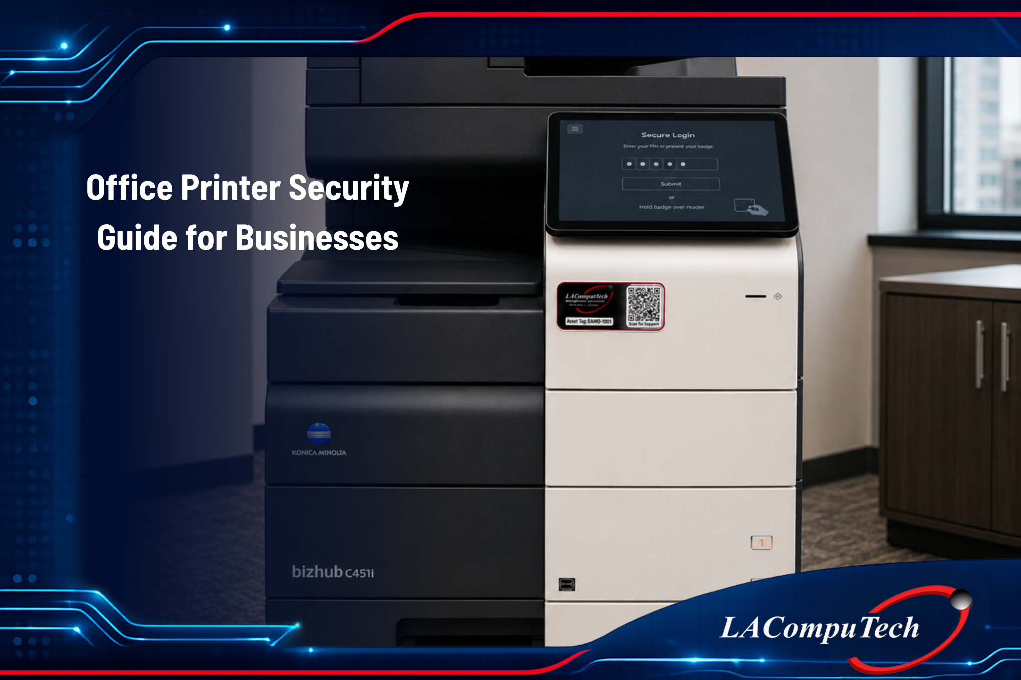 Office printer security guide helping businesses protect sensitive data and network devices